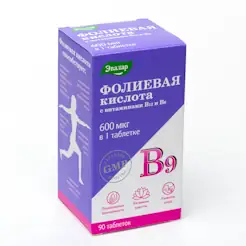 Фолиевая кислота с витаминами В12 и В6, таб. №90